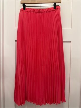 Anne Klein Pleated Midi Skirt in Coral Pink